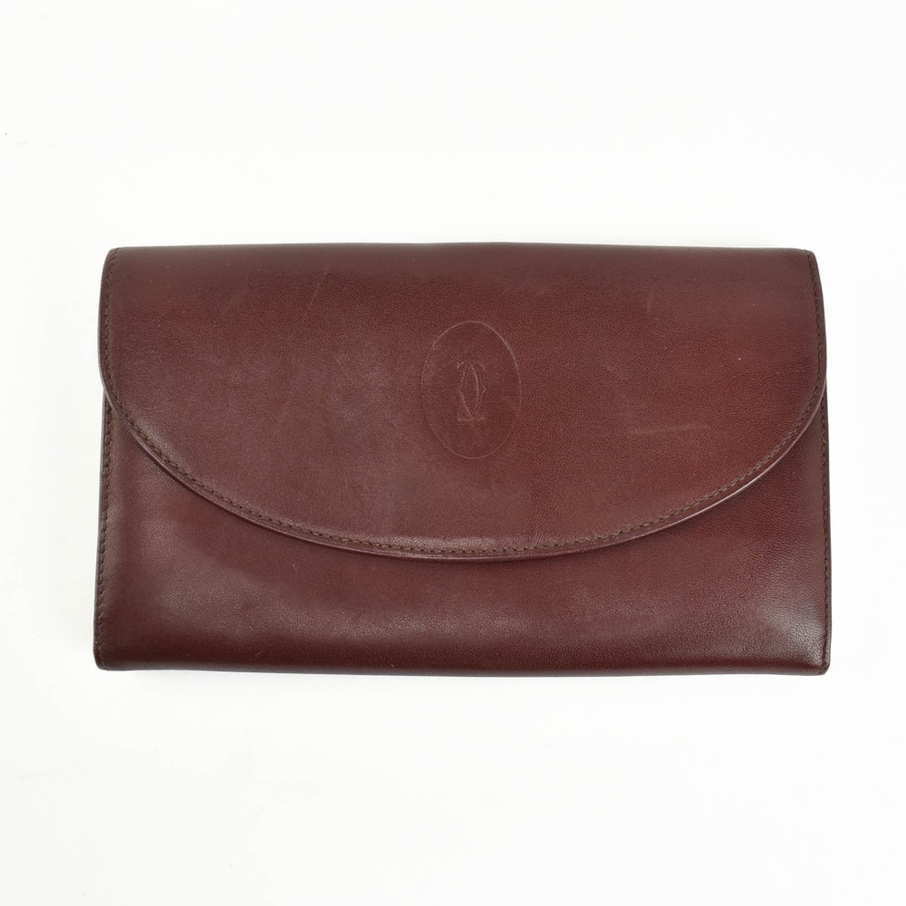 CARTIER Burgundy, Leather & Logo Wallet/Clutch nn